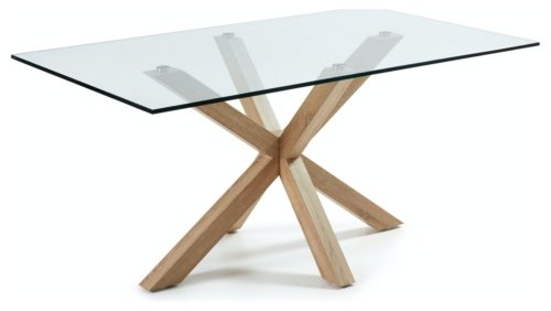 På billedet ser du variationen Argo, Spisebord, firkantet med glas bordplade fra brandet LaForma i en størrelse H: 75 cm. B: 180 cm. L: 100 cm. i farven Klar/Natur