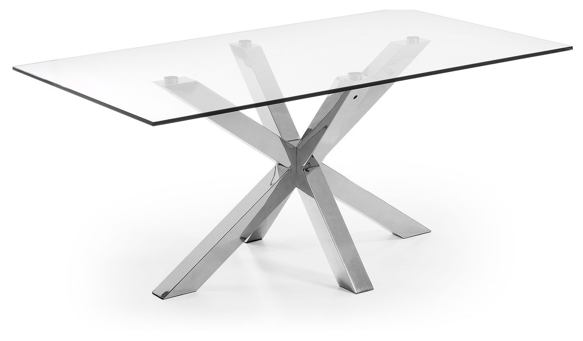 På billedet ser du variationen Argo, Spisebord, firkantet med glas bordplade fra brandet LaForma i en størrelse H: 75 cm. B: 160 cm. L: 90 cm. i farven Klar/Sølv