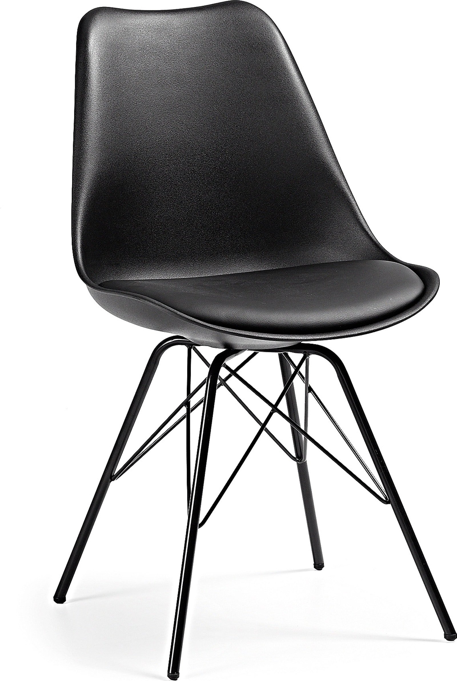 Ralf, Spisebordsstol med metalben, nordisk, moderne, plast by LaForma (H: 86 cm. B: 48 cm. L: 56 cm., Sort)