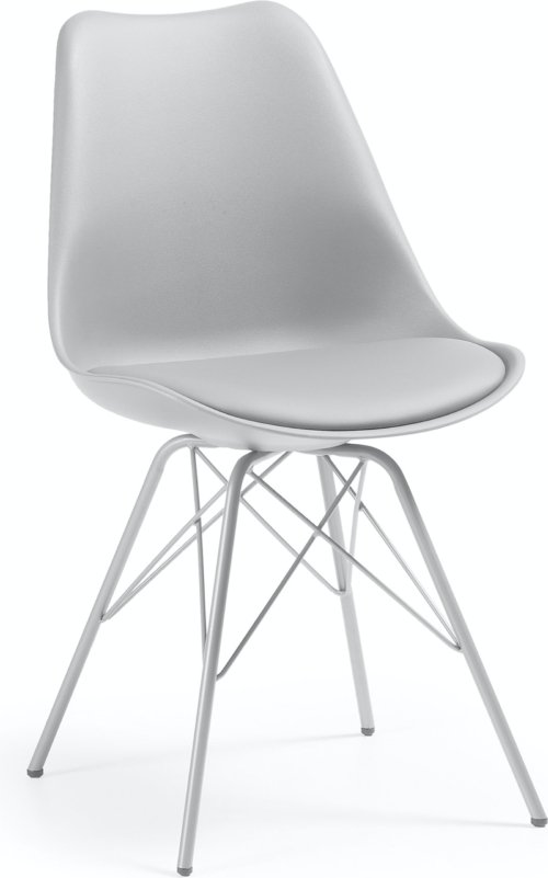 På billedet ser du variationen Ralf, Spisebordsstol med metalben, nordisk, moderne, plast fra brandet LaForma i en størrelse H: 86 cm. B: 48 cm. L: 56 cm. i farven Grå