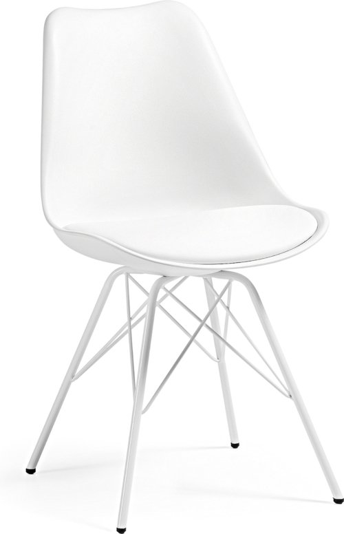 På billedet ser du variationen Ralf, Spisebordsstol med metalben, nordisk, moderne, plast fra brandet LaForma i en størrelse H: 86 cm. B: 48 cm. L: 56 cm. i farven Hvid