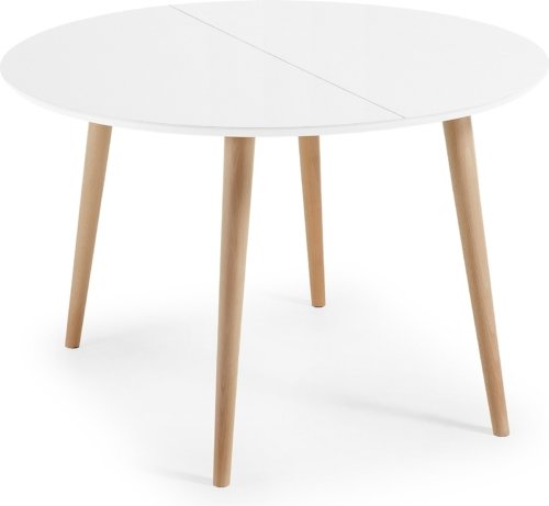 På billedet ser du variationen Oqui, Udtrækkeligt spisebord, nordisk, moderne fra brandet LaForma i en størrelse H: 74 cm. B: 120 cm. L: 120 cm. i farven Hvid/Natur