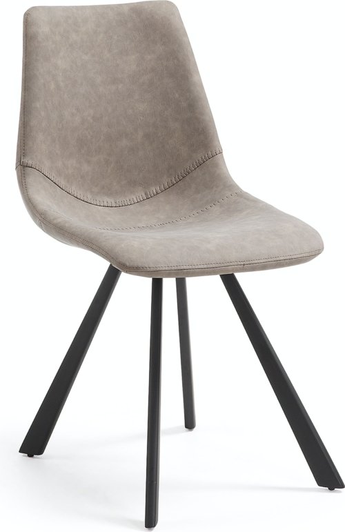 På billedet ser du variationen Alve, Spisebordsstol, moderne, nordisk, læder fra brandet LaForma i en størrelse H: 83 cm. B: 46 cm. L: 60 cm. i farven Grå/Sort