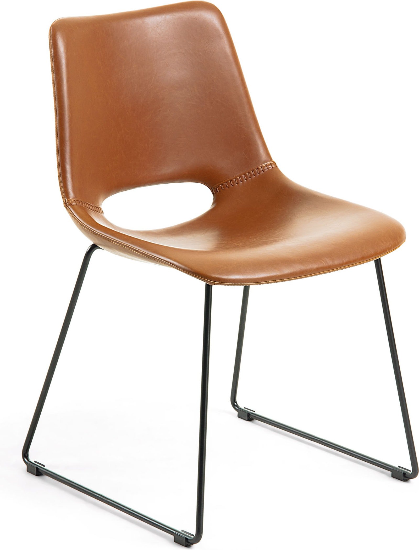 På billedet ser du variationen Zahara, Spisebordsstol, moderne, læder fra brandet LaForma i en størrelse H: 78 cm. B: 49 cm. L: 55 cm. i farven Brun/Sort