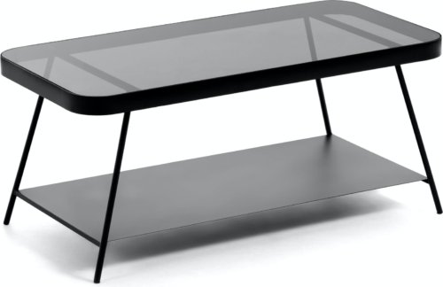 På billedet ser du variationen Duilia, Kaffebord, moderne, glas fra brandet LaForma i en størrelse H: 40 cm. B: 90 cm. L: 45 cm. i farven Sort/Klar