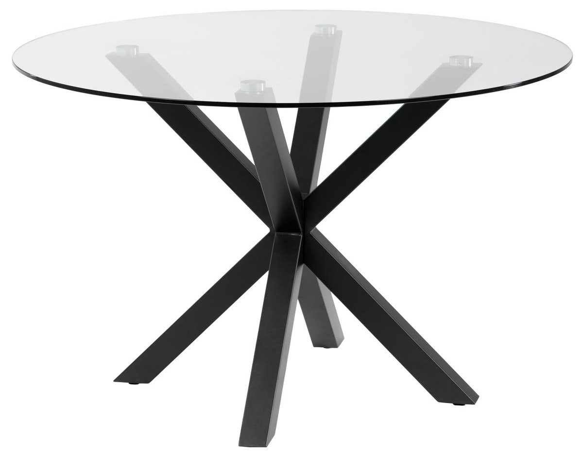 På billedet ser du variationen Argo, Spisebord, Rundt med glas bordplade fra brandet LaForma i en størrelse H: 76 cm. B: 119 cm. L: 119 cm. i farven Klar/Sort