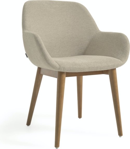 På billedet ser du variationen Konna, Spisebordsstol med armlæn, nordisk, moderne, stof fra brandet LaForma i en størrelse H: 83 cm. B: 59 cm. L: 55 cm. i farven Beige