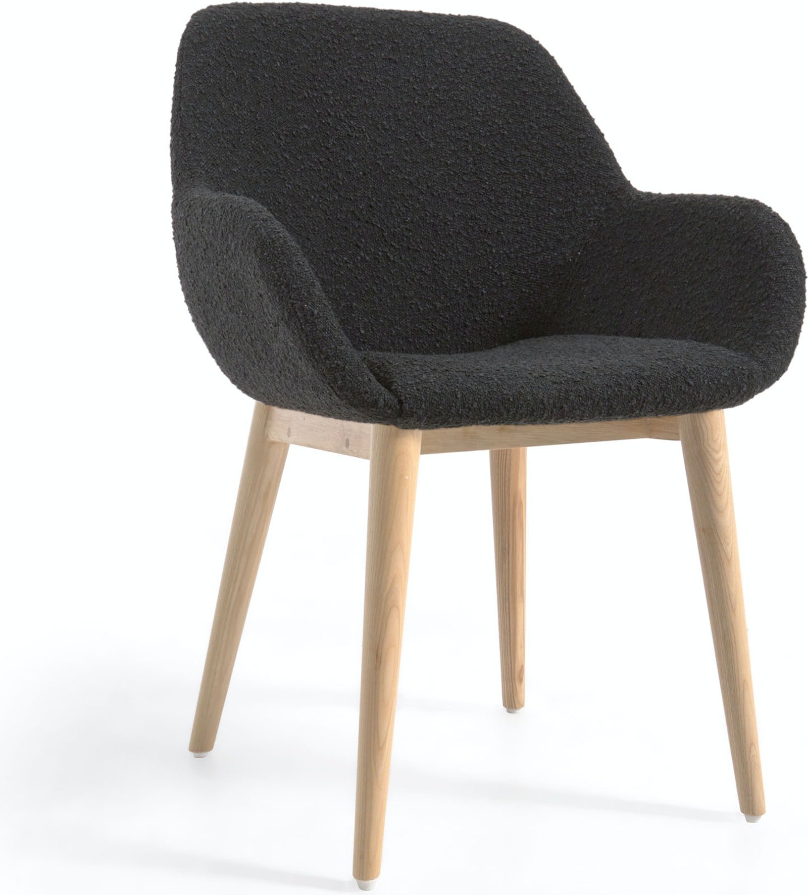 På billedet ser du Konna, Spisebordsstol med armlæn, nordisk, moderne, stof fra brandet LaForma i en størrelse H: 83 cm. B: 59 cm. L: 55 cm. i farven Sort