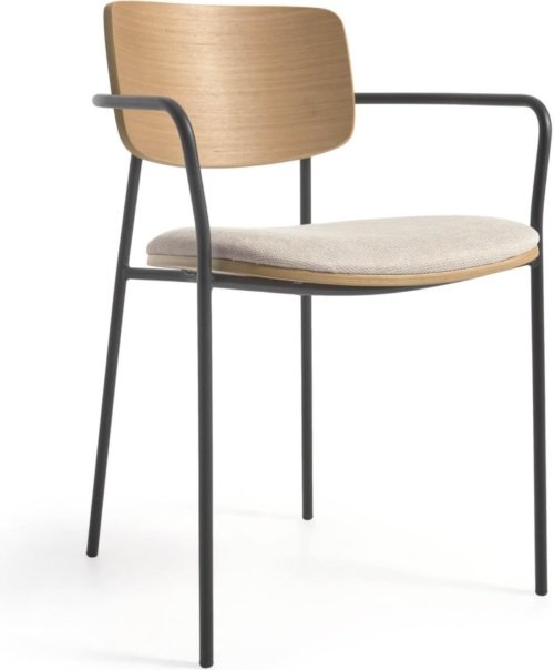 På billedet ser du variationen Maureen, Spisebordsstol med armlæn fra brandet LaForma i en størrelse H: 76 cm. B: 52.5 cm. L: 54.5 cm. i farven Natur/Sort