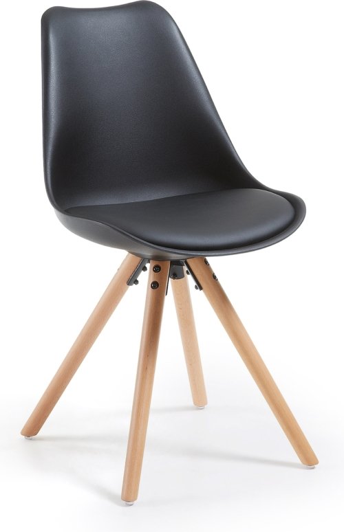 På billedet ser du variationen Ralf, Spisebordsstol med træben, nordisk, moderne, plast fra brandet LaForma i en størrelse H: 81.5 cm. B: 48 cm. L: 56 cm. i farven Sort/Natur