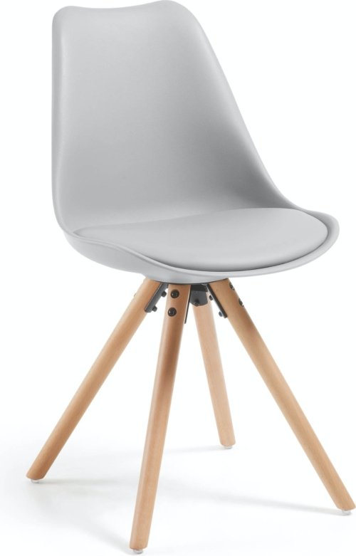 På billedet ser du variationen Ralf, Spisebordsstol med træben, nordisk, moderne, plast fra brandet LaForma i en størrelse H: 81.5 cm. B: 48 cm. L: 56 cm. i farven Grå/Natur