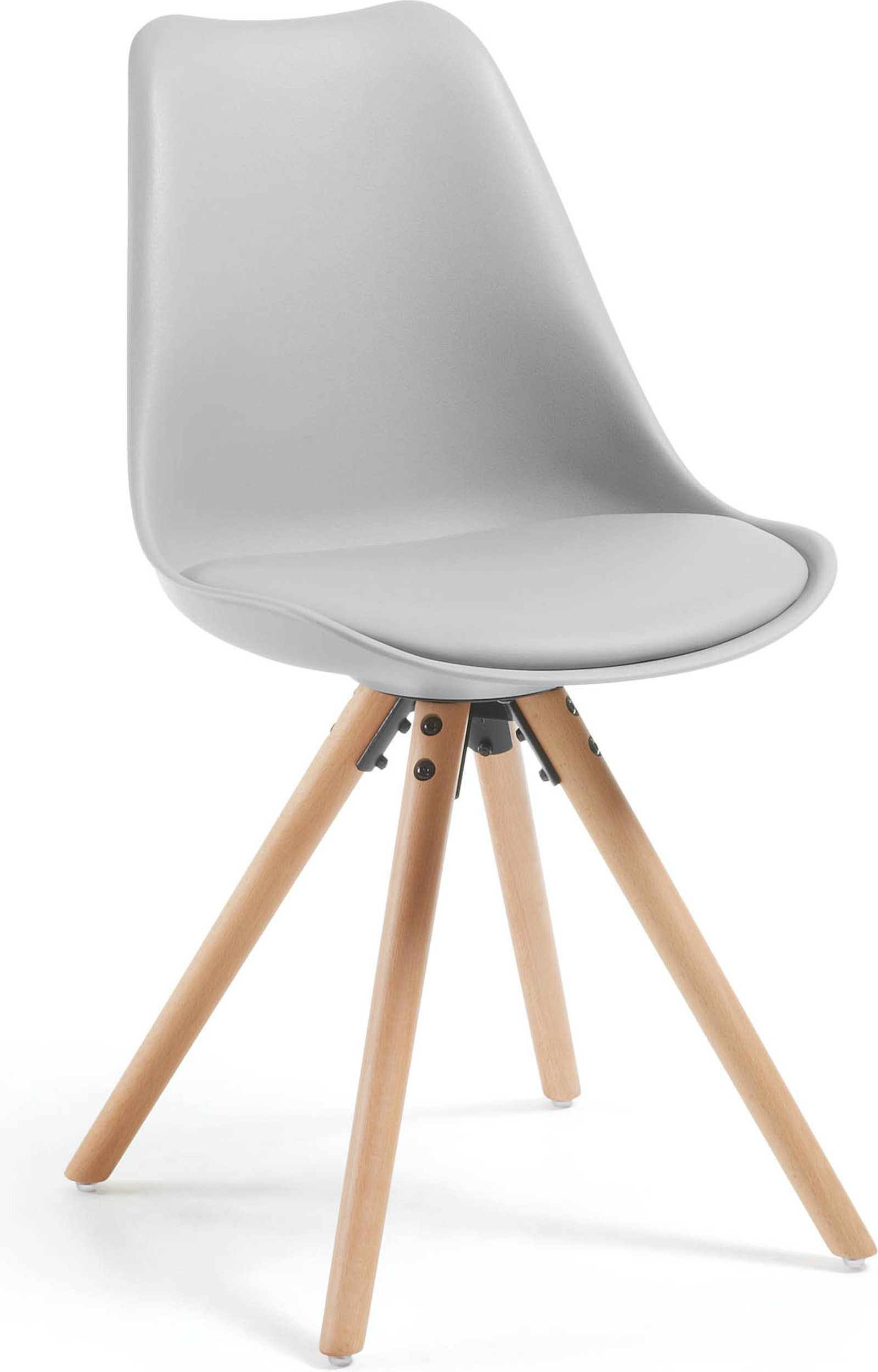 Ralf, Spisebordsstol med træben, nordisk, moderne, plast by LaForma (H: 81.5 cm. B: 48 cm. L: 56 cm., Grå/Natur)