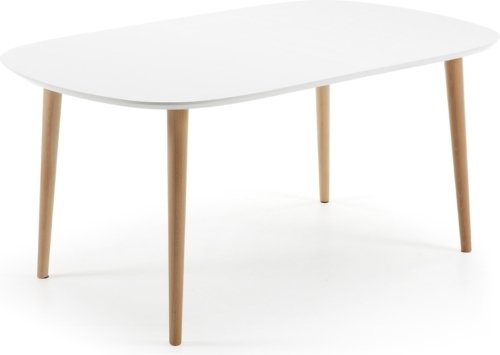 På billedet ser du variationen Oqui, Udtrækkeligt spisebord, nordisk, moderne fra brandet LaForma i en størrelse H: 74 cm. B: 160 cm. L: 100 cm. i farven Hvid/Natur