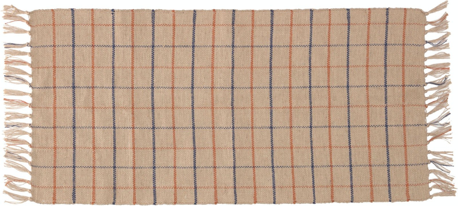 14: Badia, Tæppe, naturlige fibre by LaForma (H: 1 cm. B: 70 cm. L: 140 cm., Natur/Blå/Rød)