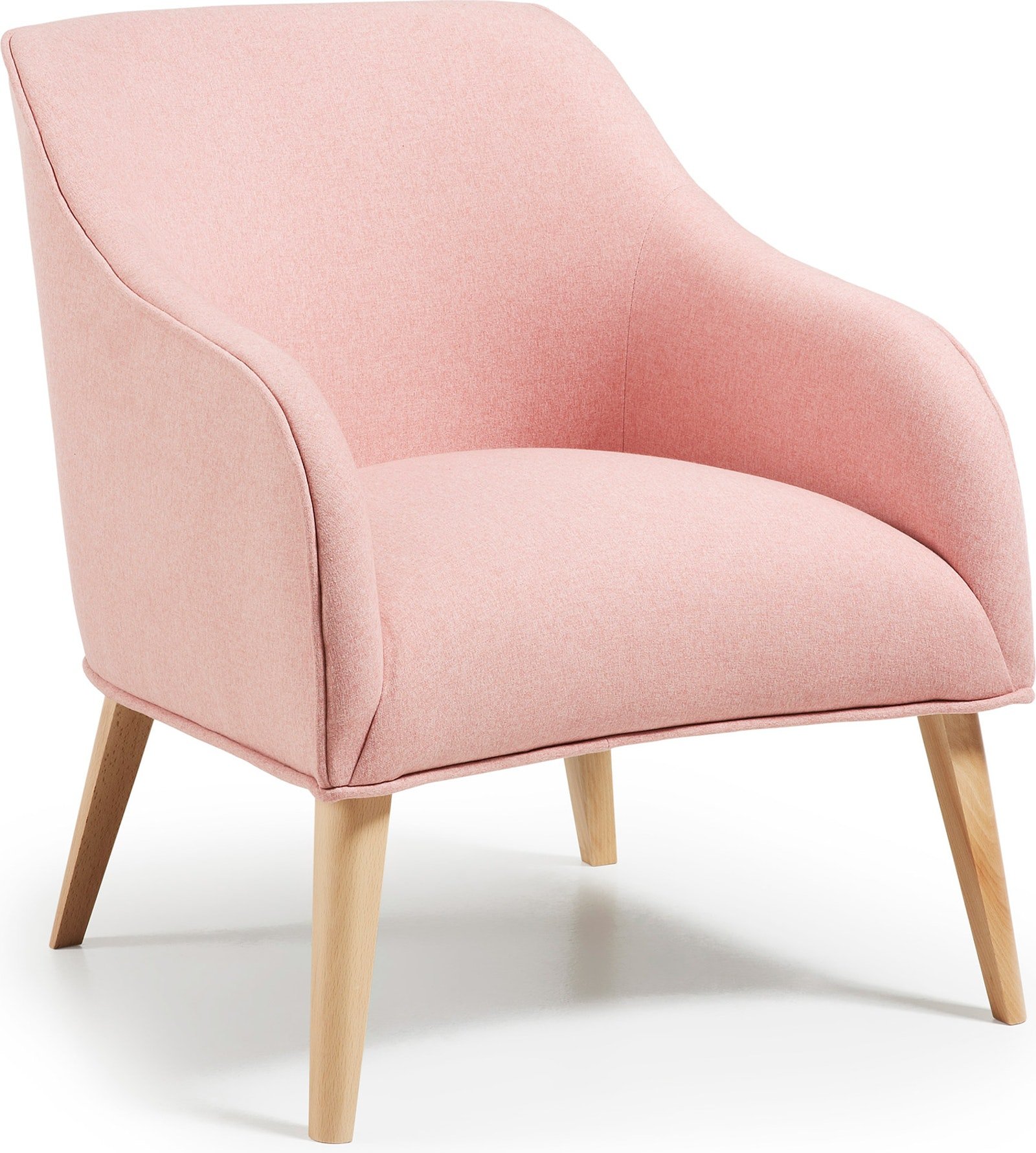 På billedet ser du variationen Bobly, Lænestol, nordisk, moderne, stof fra brandet LaForma i en størrelse H: 80 cm. B: 65 cm. L: 75 cm. i farven Pink/Natur