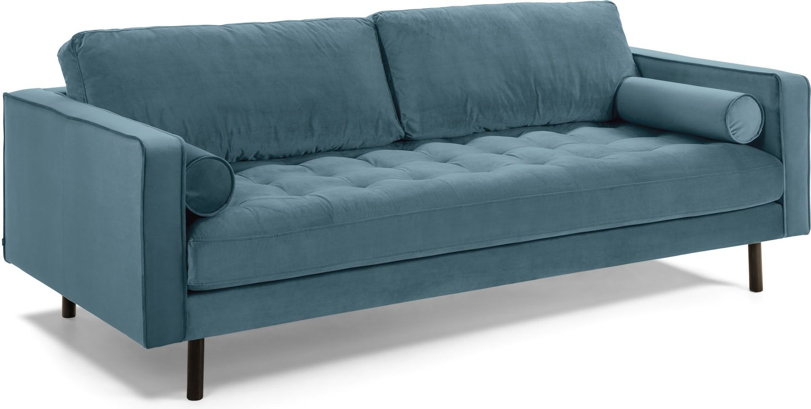 På billedet ser du variationen Debra, 3-personers sofa, vintage, nordisk, stof fra brandet LaForma i en størrelse H: 85 cm. B: 222 cm. L: 98 cm. i farven Turkis/Sort