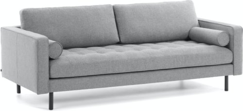 På billedet ser du variationen Debra, 3-personers sofa, moderne, nordisk, polstret fra brandet LaForma i en størrelse H: 85 cm. B: 222 cm. L: 98 cm. i farven Lysegrå/Sort