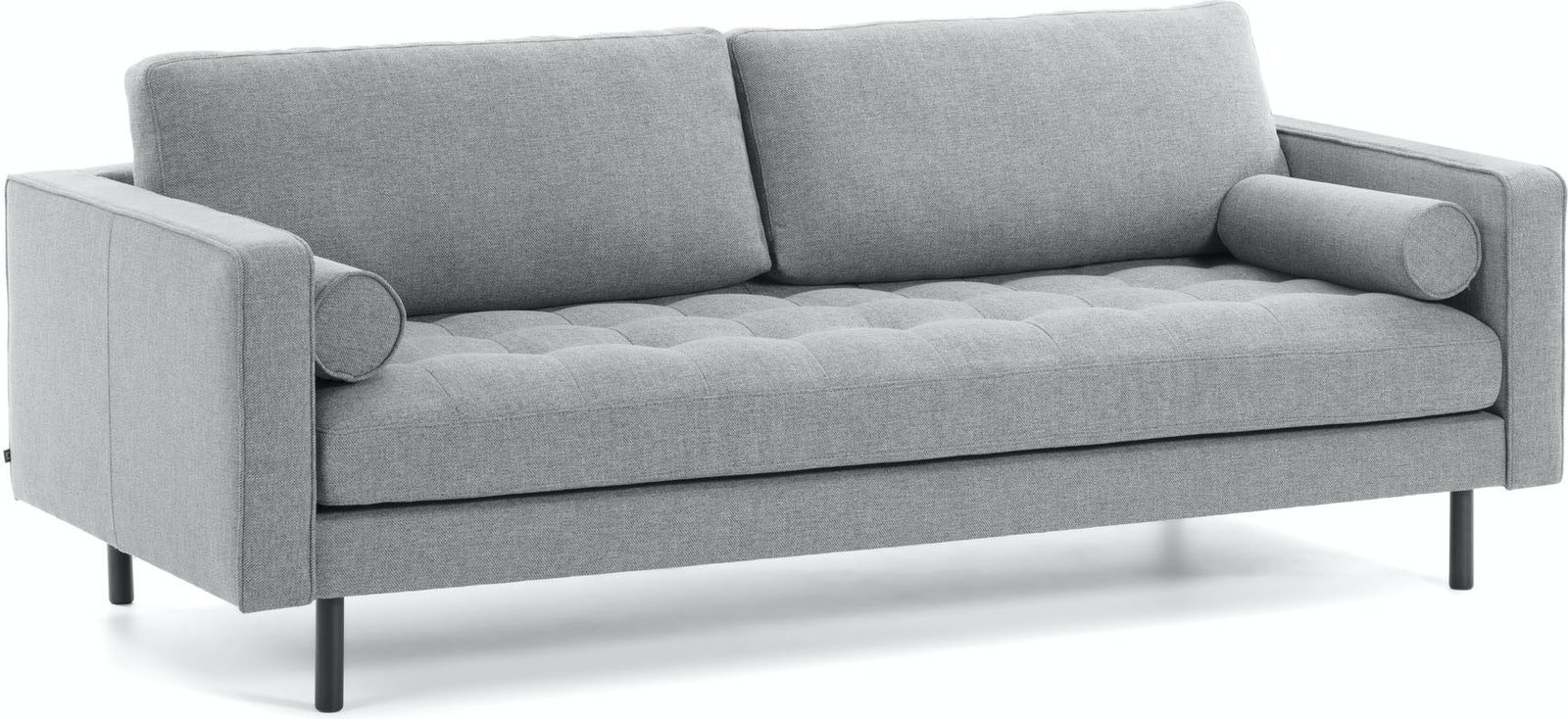 Debra, 3-personers sofa, vintage, nordisk, stof by LaForma (H: 85 cm. B: 222 cm. L: 98 cm., Lysegrå/Sort)