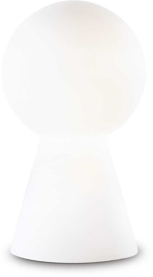 På billedet ser du variationen Birillo, Bordlampe, Tl1, glas fra brandet Ideal Lux i en størrelse D: 17 cm. x H: 30 cm. i farven Hvid