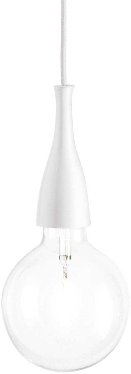 På billedet ser du variationen Minimal, Pendel lampe, Sp1, metal fra brandet Ideal Lux i en størrelse D: 12 cm. x H: 26 cm. i farven Hvid