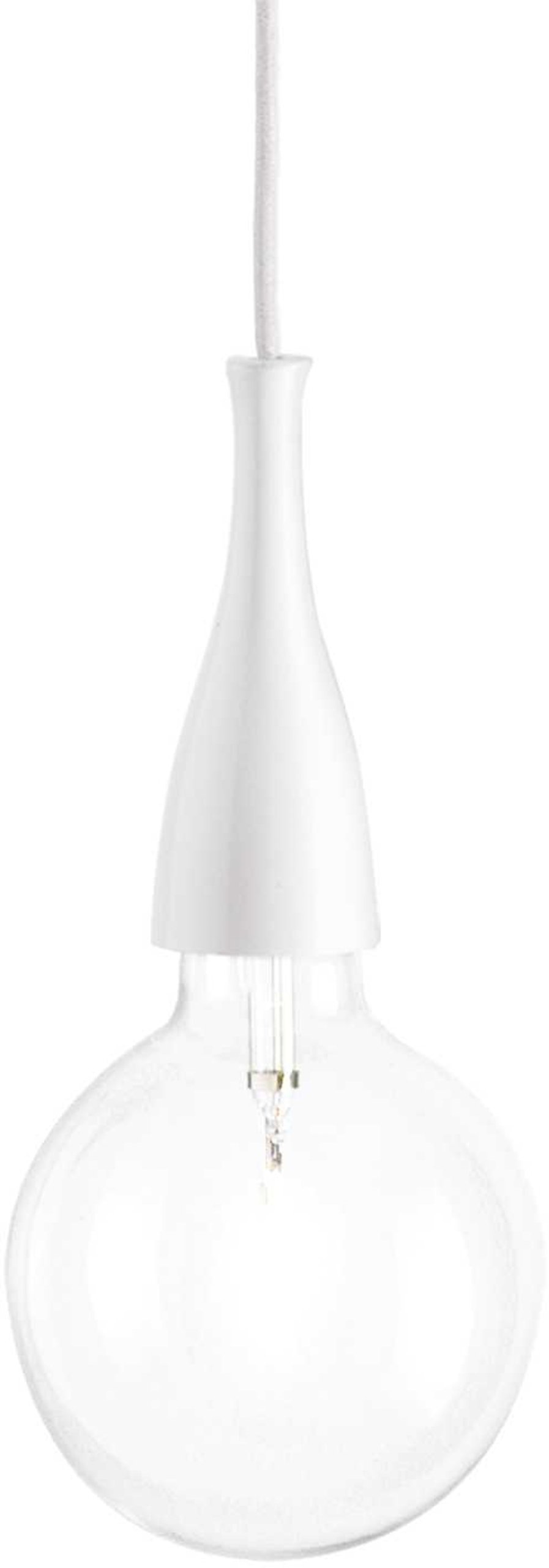 Minimal, Pendel lampe, Sp1, metal by Ideal Lux (D: 12 cm. x H: 26 cm., Hvid)