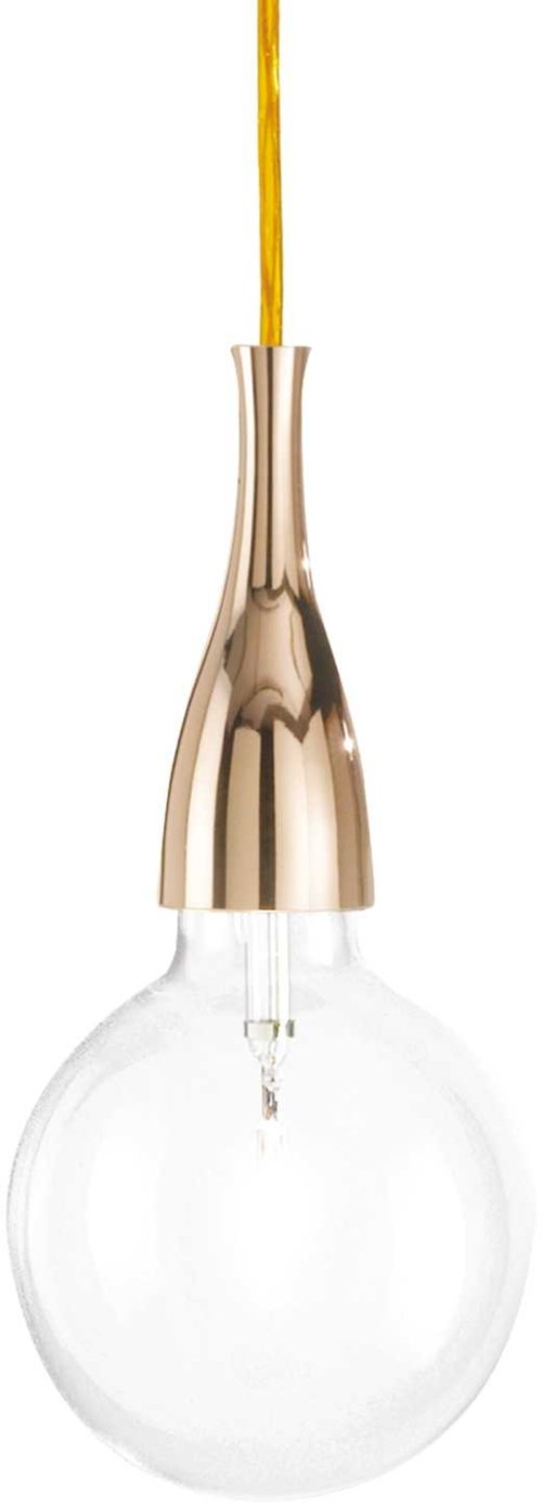 På billedet ser du variationen Minimal, Pendel lampe, Sp1, metal fra brandet Ideal Lux i en størrelse D: 12 cm. x H: 26 cm. i farven Guld