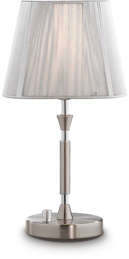 På billedet ser du variationen Paris, Bordlampe, Tl1, metal fra brandet Ideal Lux i en størrelse D: 18 cm. x H: 37 cm. i farven Sølv