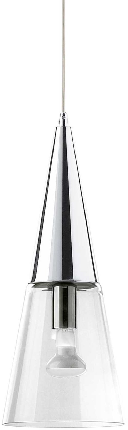 På billedet ser du variationen Cono, Pendel lampe, Sp1, metal fra brandet Ideal Lux i en størrelse D: 15 cm. x H: 45 cm. i farven Krom