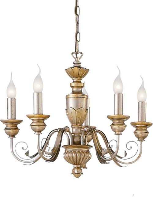 På billedet ser du variationen Firenze, Pendel lampe, Sp5, metal fra brandet Ideal Lux i en størrelse D: 55 cm. x H: 41 cm. i farven Guld