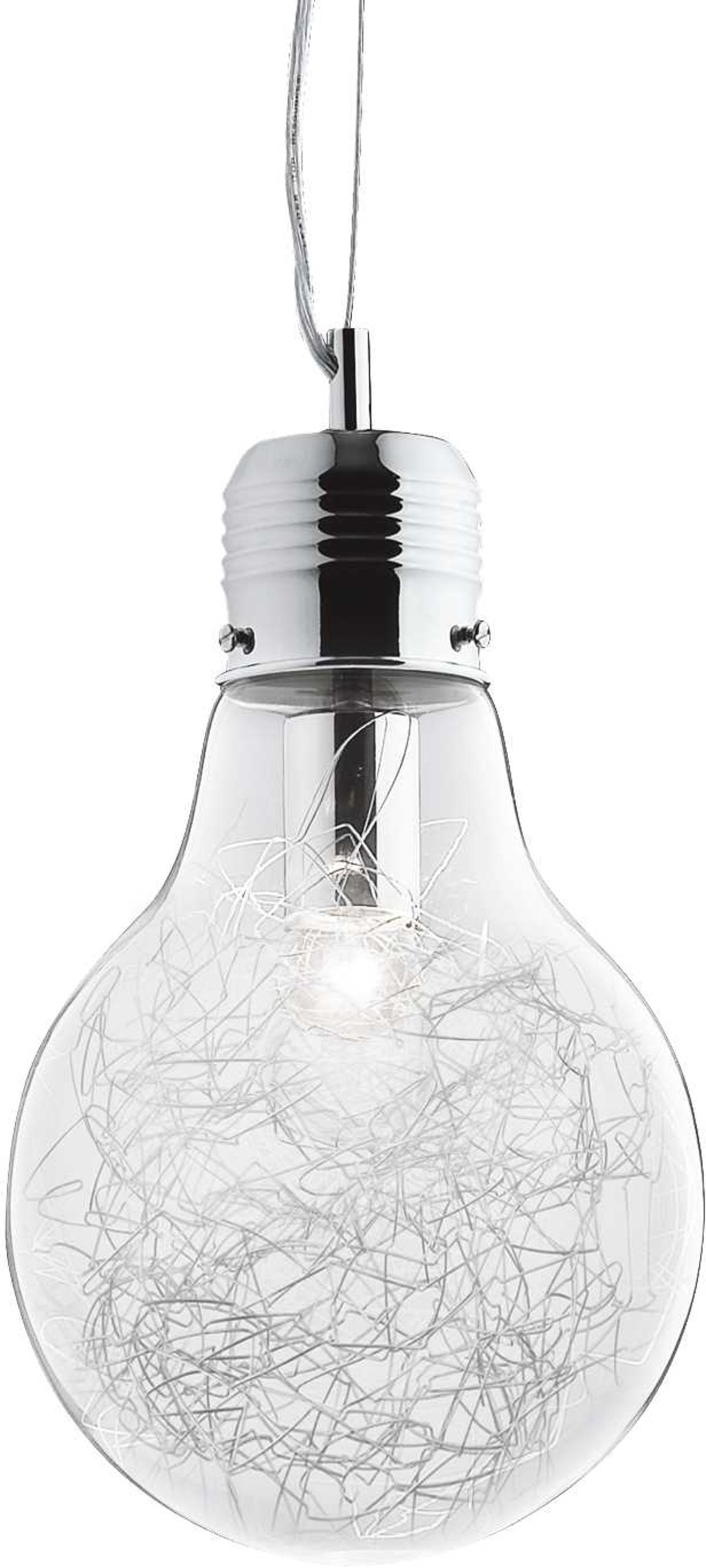 Luce, Pendel lampe, Max, metal by Ideal Lux (D: 22 cm. x H: 39 cm., Gennemsigtig/Krom)