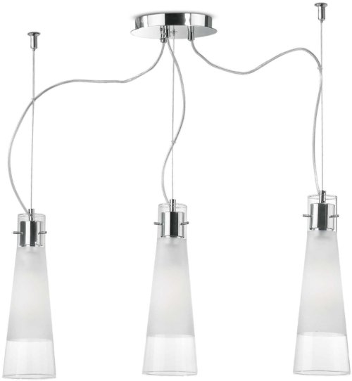 På billedet ser du variationen Kuky, Pendel lampe, Sp3, glas fra brandet Ideal Lux i en størrelse H: 44 cm. x B: 20 cm. x L: 67 cm. i farven Gennemsigtig/Krom