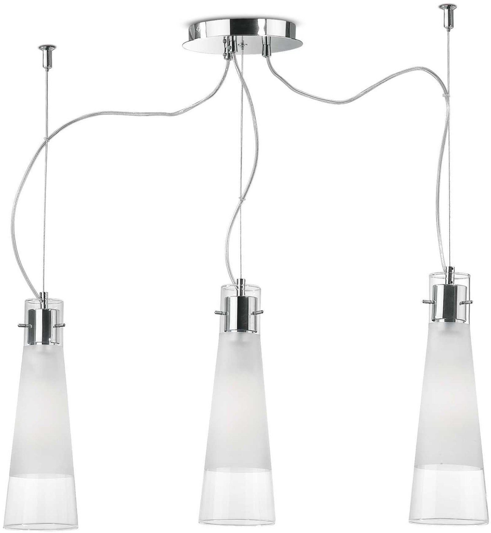 På billedet ser du Kuky, Pendel lampe, Sp3, glas fra brandet Ideal Lux i en størrelse H: 44 cm. x B: 20 cm. x L: 67 cm. i farven Gennemsigtig/Krom