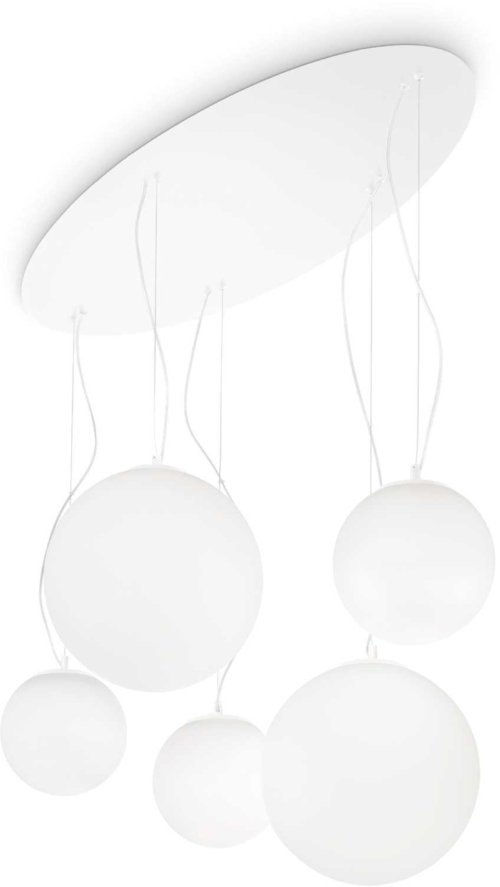 På billedet ser du variationen Mapa, Pendel lampe, Bianco, glas fra brandet Ideal Lux i en størrelse H: 35 cm. x B: 54 cm. x L: 105 cm. i farven Hvid