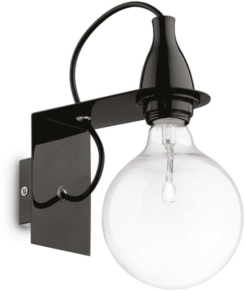 På billedet ser du variationen Minimal, Væglampe, Ap1, metal fra brandet Ideal Lux i en størrelse H: 23 cm. x B: 21 cm. x L: 12 cm. i farven Sort