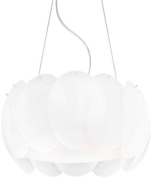 På billedet ser du variationen Ovalino, Pendel lampe, Sp5, glas fra brandet Ideal Lux i en størrelse D: 44 cm. x H: 21 cm. i farven Hvid