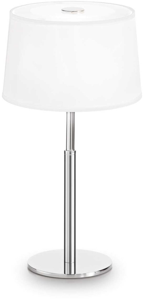 På billedet ser du variationen Hilton, Bordlampe, Tl1, metal fra brandet Ideal Lux i en størrelse D: 18 cm. x H: 35 cm. i farven Hvid/Krom