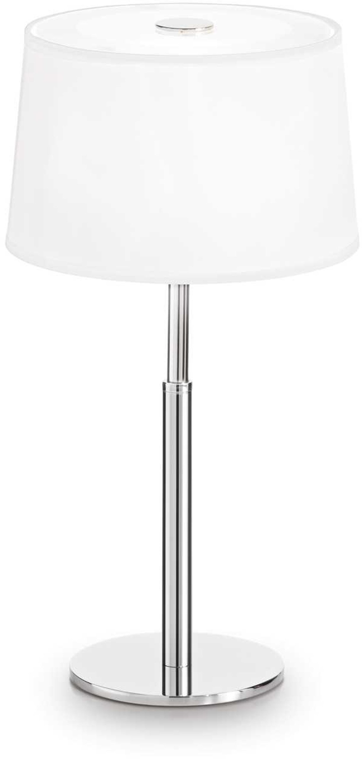 Hilton, Bordlampe, Tl1, metal by Ideal Lux (D: 18 cm. x H: 35 cm., Hvid/Krom)