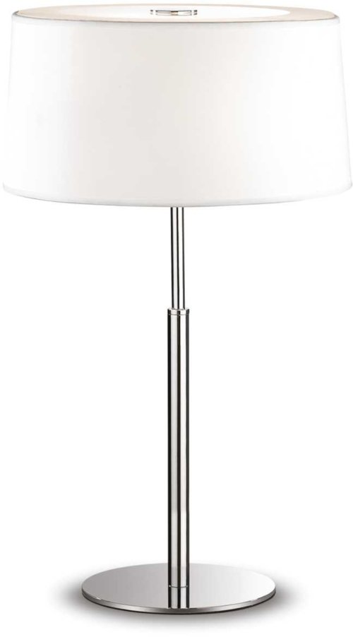 På billedet ser du variationen Hilton, Bordlampe, Tl2, metal fra brandet Ideal Lux i en størrelse D: 30 cm. x H: 49 cm. i farven Hvid/Krom