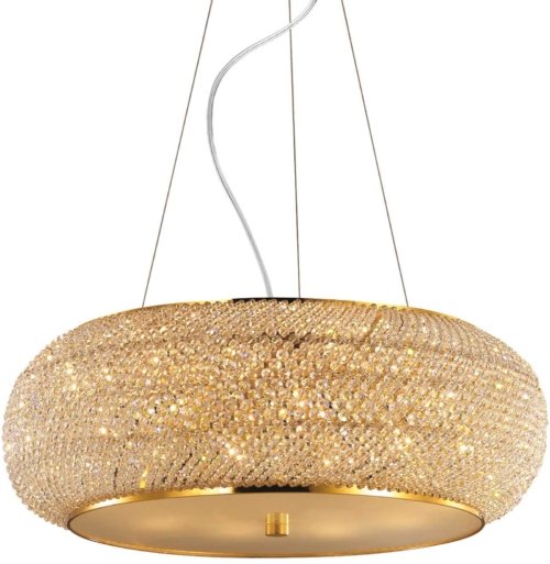 På billedet ser du variationen Pasha', Pendel lampe, Sp10, metal fra brandet Ideal Lux i en størrelse D: 55 cm. x H: 19 cm. i farven Guld
