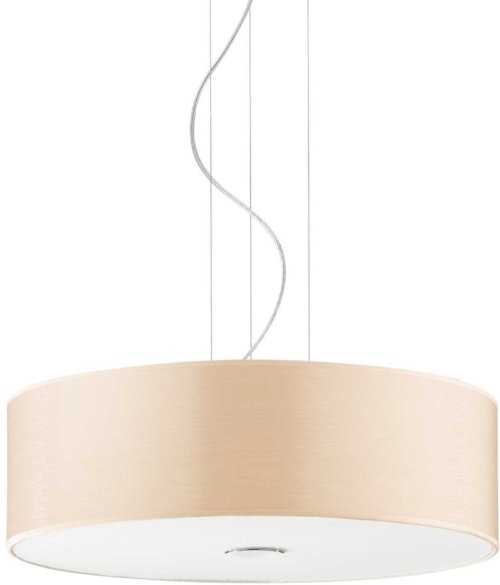 På billedet ser du variationen Woody, Pendel lampe, Sp4, glas fra brandet Ideal Lux i en størrelse D: 50 cm. x H: 21 cm. i farven Natur/Krom