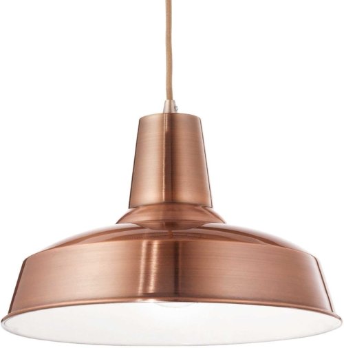 På billedet ser du variationen Moby, Pendel lampe, Sp1, metal fra brandet Ideal Lux i en størrelse D: 35 cm. x H: 35 cm. i farven Kobber