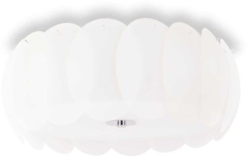 På billedet ser du variationen Ovalino, Loftslampe, Pl8, glas fra brandet Ideal Lux i en størrelse D: 52 cm. x H: 20 cm. i farven Hvid