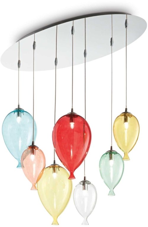 På billedet ser du variationen Clown, Pendel lampe, Sp7, metal fra brandet Ideal Lux i en størrelse H: 40 cm. x B: 30 cm. x L: 80 cm. i farven Flerfarvet/Krom