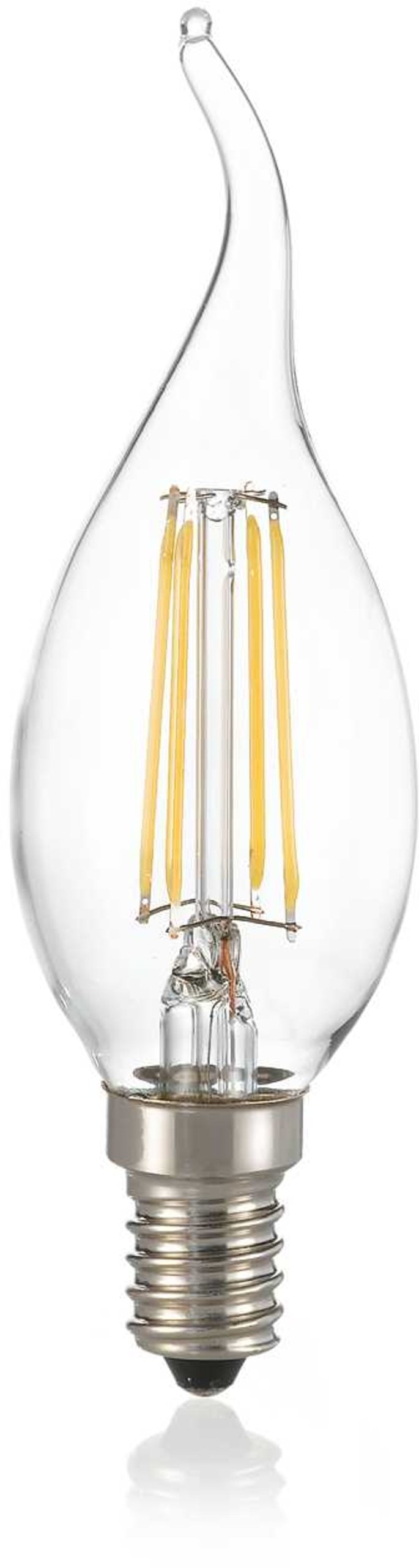 På billedet ser du E14 Candela, Lyspære, glas fra brandet Ideal Lux i en størrelse D: 11 cm. i farven Gennemsigtig/Kelvin: 3000