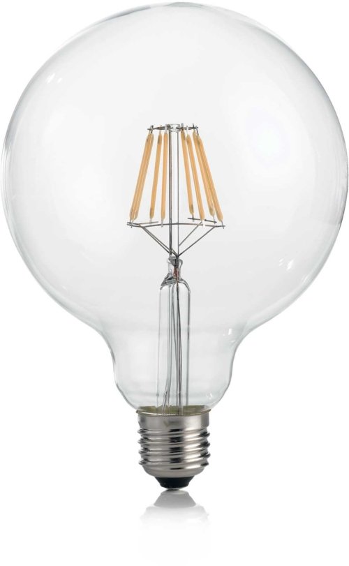 På billedet ser du variationen E27 Globo, Lyspære, glas fra brandet Ideal Lux i en størrelse D: 17 cm. i farven Gennemsigtig/Kelvin: 3000/Lumen: 1020