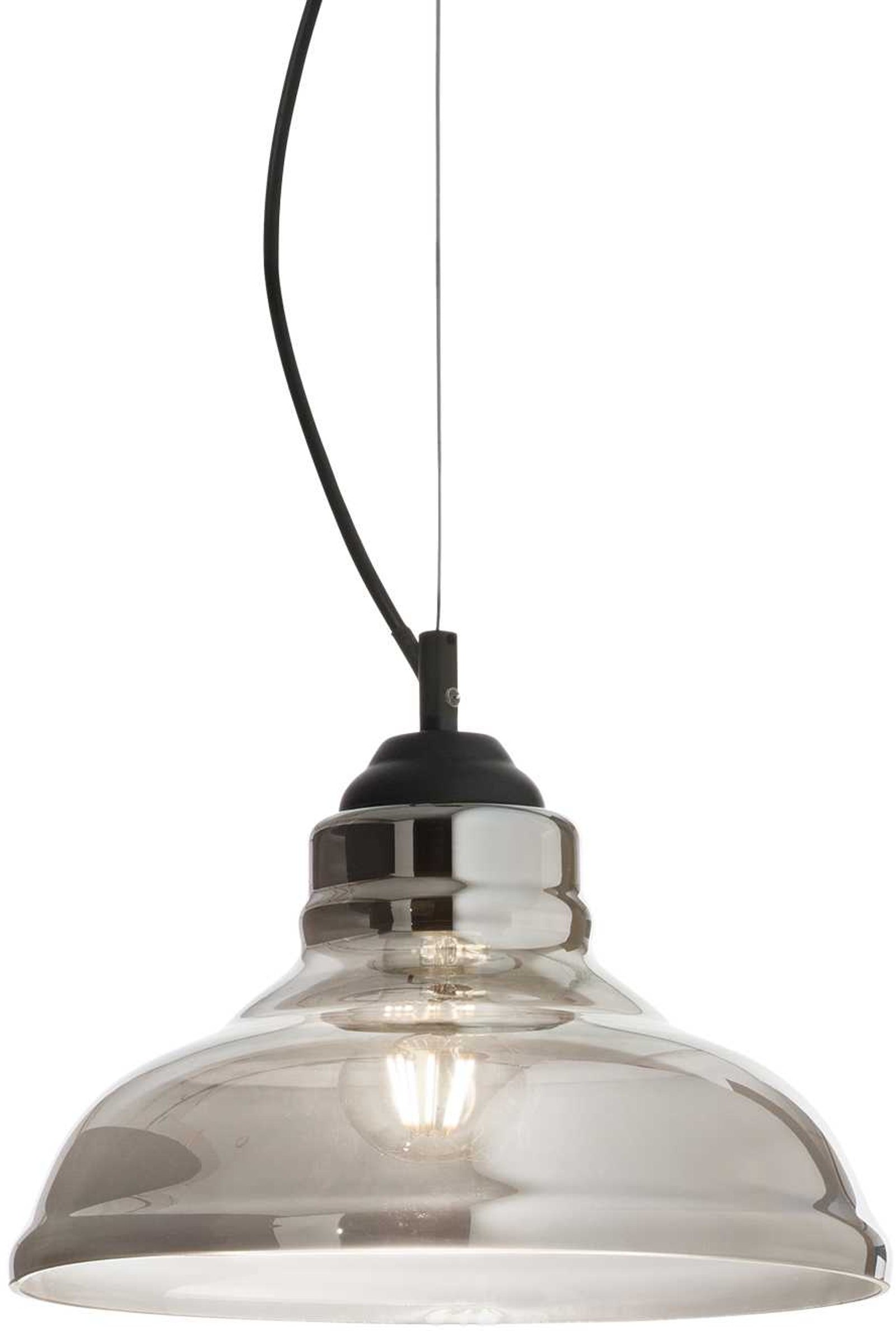 Bistro', Pendel lampe, Sp1, metal by Ideal Lux (D: 27 cm. x H: 15 cm., Røg/Sort)