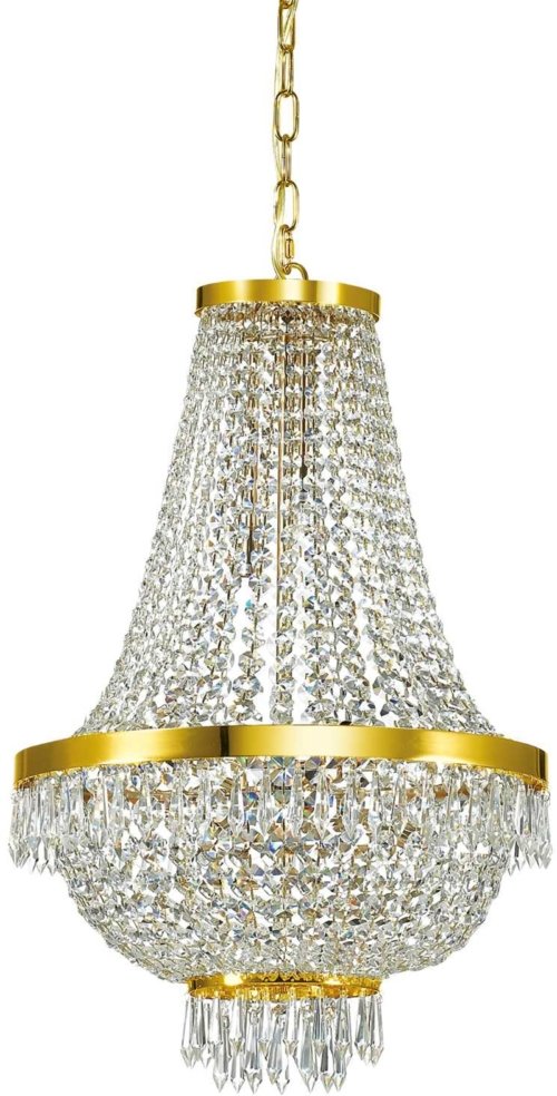 På billedet ser du variationen Caesar, Pendel lampe, Sp9, metal fra brandet Ideal Lux i en størrelse D: 45 cm. x H: 71 cm. i farven Guld