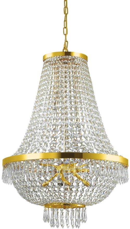 På billedet ser du variationen Caesar, Pendel lampe, Sp12, metal fra brandet Ideal Lux i en størrelse D: 55 cm. x H: 80 cm. i farven Guld