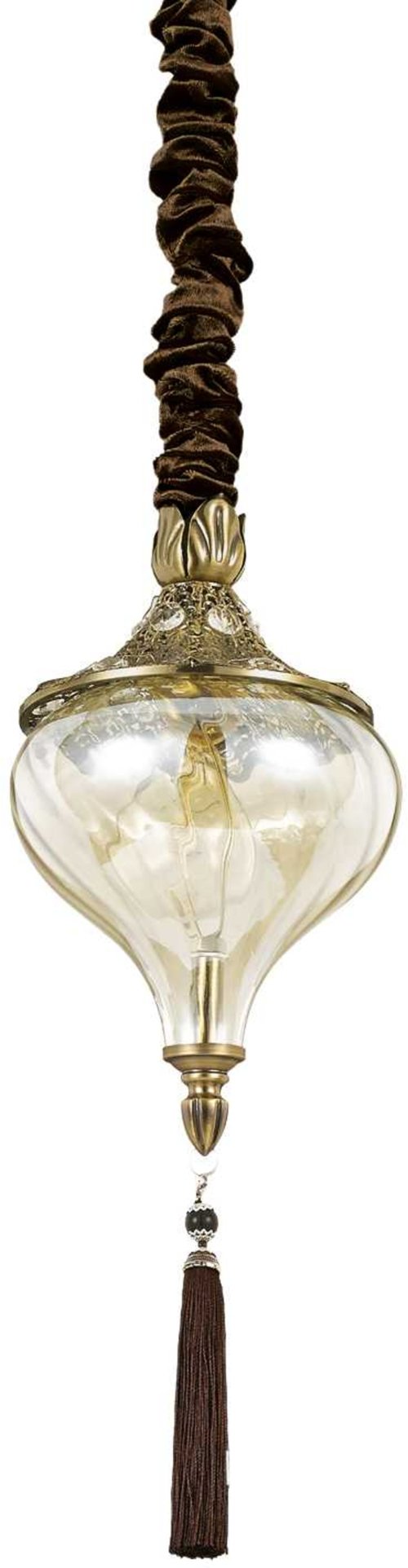 På billedet ser du variationen Harem, Pendel lampe, Sp1, metal fra brandet Ideal Lux i en størrelse D: 16 cm. x H: 42 cm. i farven Brændt
