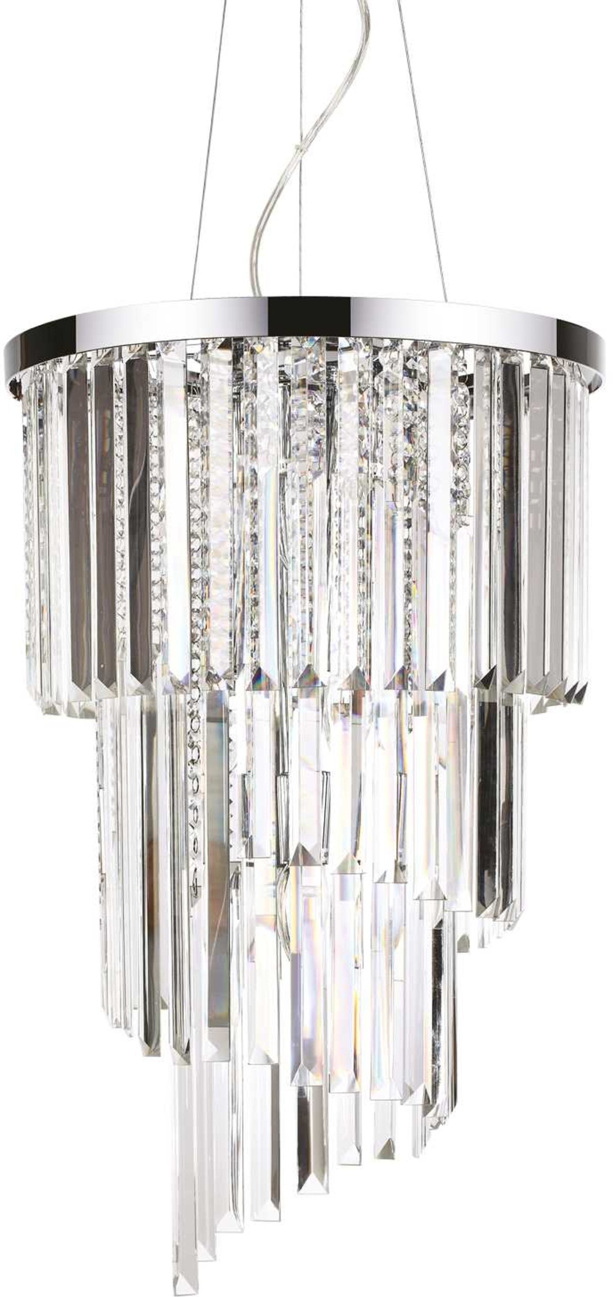 På billedet ser du Carlton, Pendel lampe, Sp8, metal fra brandet Ideal Lux i en størrelse D: 40 cm. x H: 62 cm. i farven Krom